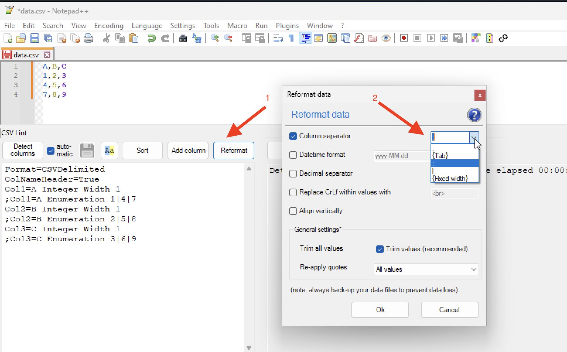 How to Change Delimiter in CSV File using Notepad++